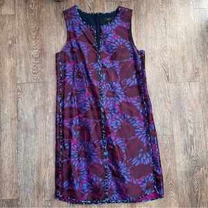 J.Crew Midnight Floral Sleeveless Split Neck Shift Dress - Size 8 Tall